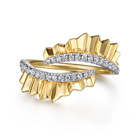 14K Yellow Gold Bypass Diamond-Cut Ribbon Ring ...