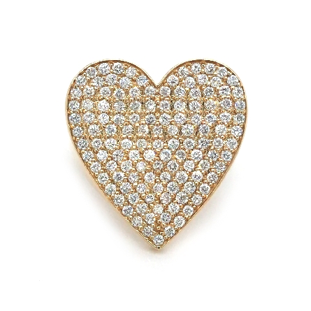 14K Yellow Gold Large Pave Heart Ring w/Diams=1...