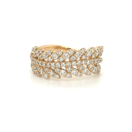 14K Yellow Gold Pave Leaf Ring w/Diams=.91ctw S...