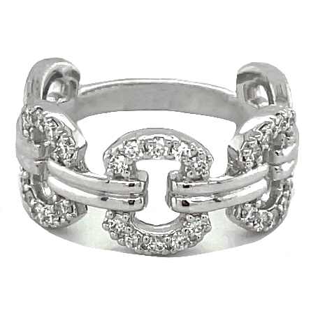 14K White Gold 3Pave Links Chain Link Band w/Diams=.43ctw VS G-H Size 6.5 #RG28810
