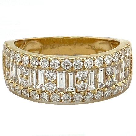18K Yellow Gold Prong Set Channel Band w/Round Diams=.78ctw and Baguette Diams=.58ctw VS G-H Size 6.5 #RG28299
