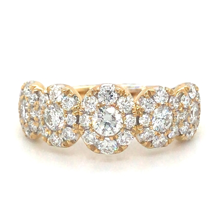18K Yellow Gold 5 Pave Oval Halo Band w/Diams=1...