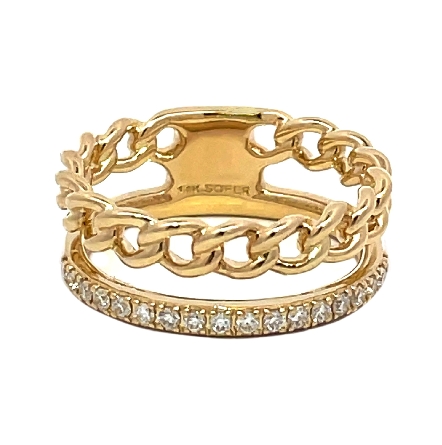 14K Yellow Gold 2 Row Chain Link Fashion Ring w...