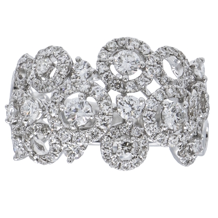 18K White Gold Multi Halo Fashion Ring w/Diams=1.26tw SI H-I Size 6.5 #R-6093-E (G5335)
