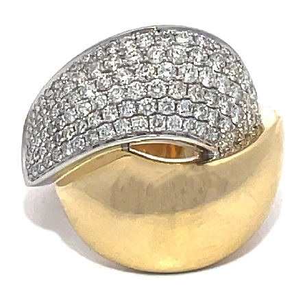 14K Yellow Gold Crossover Pave Fashion Ring w/D...