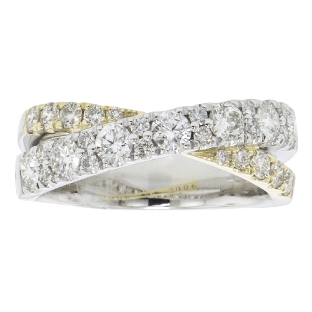 14K Yellow and White Gold Criss Cross Band w/Diams=1.11ctw SI H-I Size 6.5 #R-7672-E (M5680)