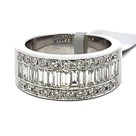 18K White Gold Round and Baguette Channel Anniv...