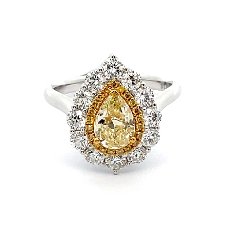 18K White and Yellow Gold Double Halo Engagemen...