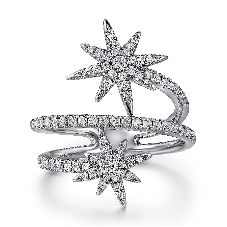 14K White Gold Starburst Wrap Ring w/Diamonds=....