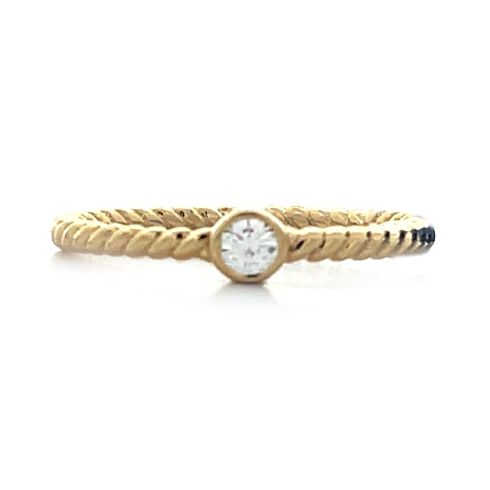 14K Yellow Gold Braided Bezel Station Ring w/1D...