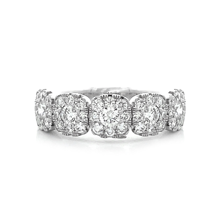 14K White Gold 5 Cushion Halo Band w/Diams=1.03...