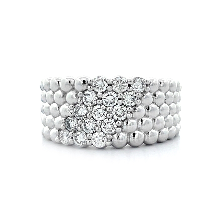 14K White Gold 5Row Beaded Wide Fashion Band w/...