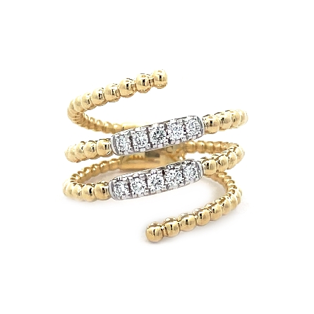 14K Yellow and White Gold 4Row Beaded Wrap Ring...