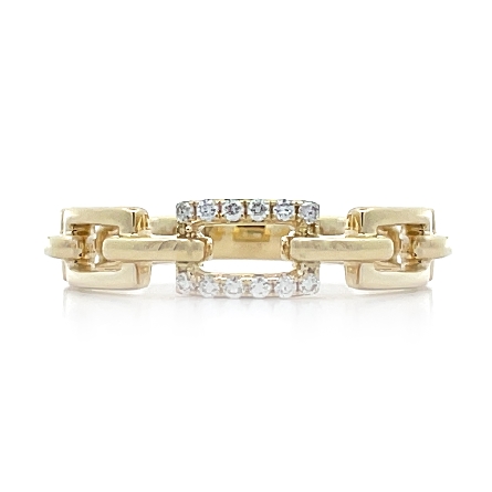 14K Yellow Gold Chain Link Band w/Diams=.08ctw ...