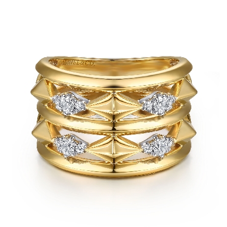 14K Yellow and White Gold Gabriel 5Row Kite Sha...