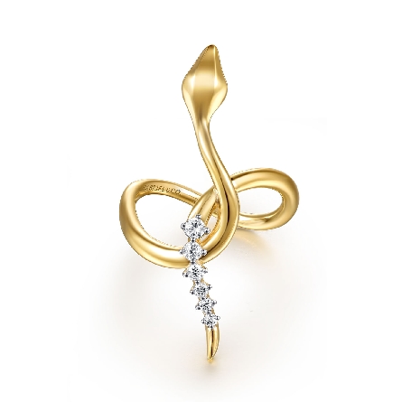 14K Yellow Gold Gabriel Snake Fashion Ring w/Di...