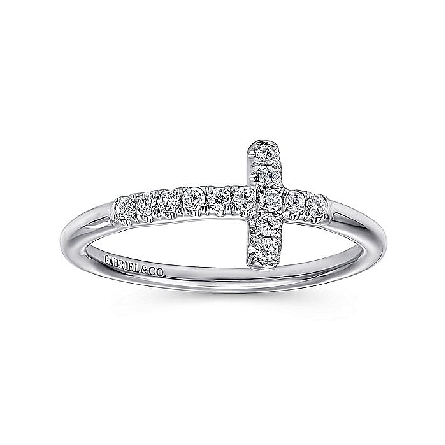 14K White Gold Cross Ring w/Diams=.13ctw SI2 H-...