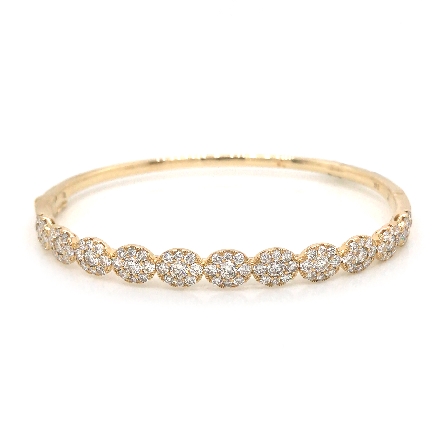 14K Yellow Gold 11 Oval Clusters Bangle w/Diams...