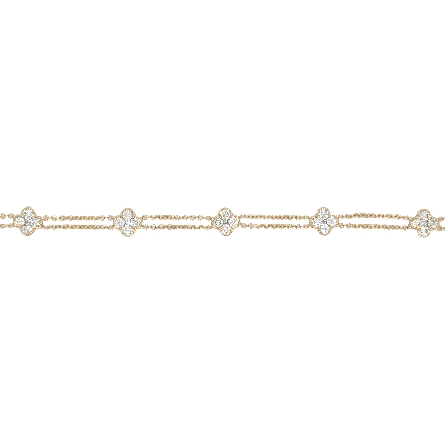 14K Yellow Gold 7-7.5inch 6Clover Double Row Br...