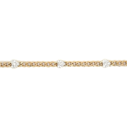 14K Yellow Gold 7inch Pave Heart Stations Brace...