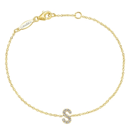 14K Yellow Gold 6.5-7inch Adjustable Initial S ...