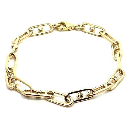 14k Yellow Gold 7inch Paperclip Bracelet w/Diamond in Every Other Link w/Diams=.34ctw SI G-H #BP23-011YB