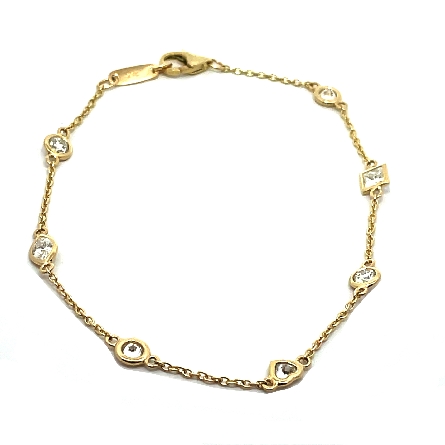 14K Yellow Gold 7inch Multi Shape Bezel Bracelet w/Diams=.93ctw SI G-H #RSP3421-14KY
