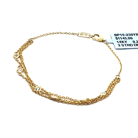 14K Yellow Gold 3Strand Diamond by the Yard 7in...