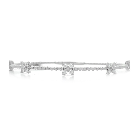 14K White Gold Flexible 5Clover Station Bangle ...