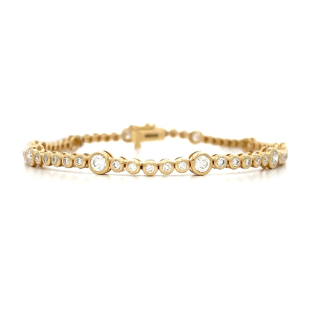 14K Yellow Gold 7inch Bezel Set Tennis Bracelet...