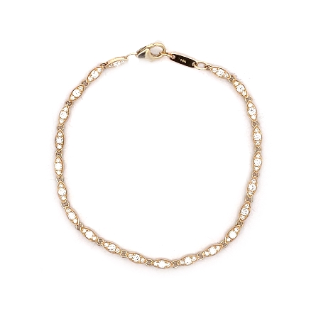 14K Yellow Gold 7inch Oval Link Bracelet w/Diam...