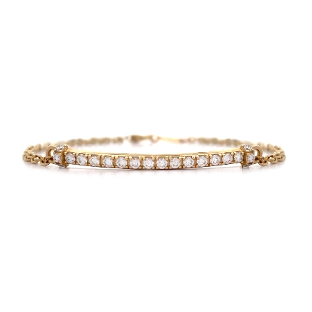 14K Yellow Gold Curved Bar Fashion Bracelet w/D...