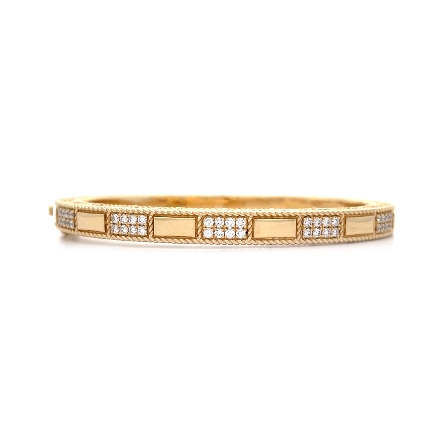 14K Yellow Gold Milgrain Edged Fancy Bangle Bra...