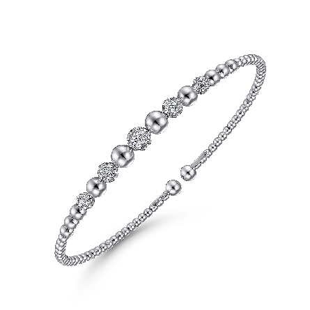 14K White Gold Gabriel Bujukan Bead Pave Bangle...