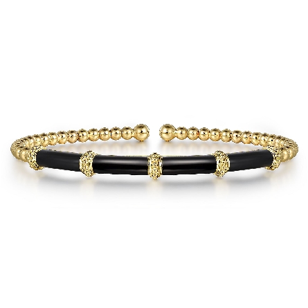 14K Yellow Gold Size 5.75 Bujukan Bangle w/Blac...