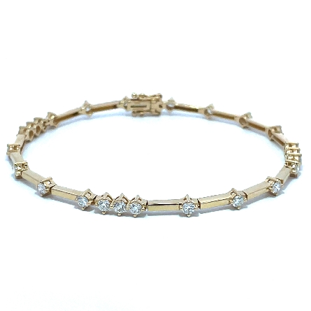 14K Yellow Gold 7inch Scattered Bar Line Bracel...