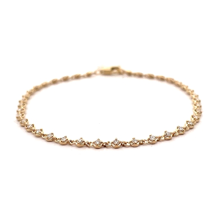 14K Yellow Gold 7inch Illusion Set Bezel Bracel...