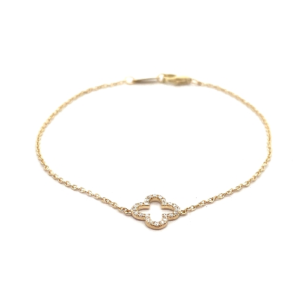 14K Yellow Gold 7inch 1Clover Station Braclelet...
