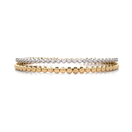 14K Yellow and White Gold Gold Beaded Flexible ...