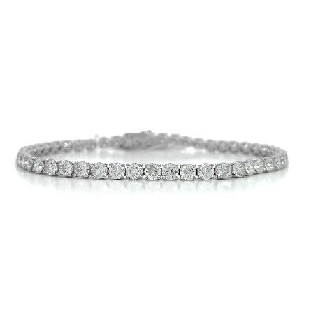 18K White Gold 7inch 4Prong Tennis Bracelet w/5...