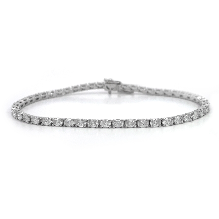 18K White Gold 7inch 4Prong Oval Tennis Bracelet w/49Diams=4.02ctw SI H-I #B11-162835