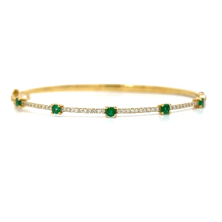 /home/earthtreasures/catalog.shopearthtreasures.com/imagedumplarge/EARTH_A5-200577.jpg 14K Yellow Gold 5Station  Bangle Bracelet w/Eme...