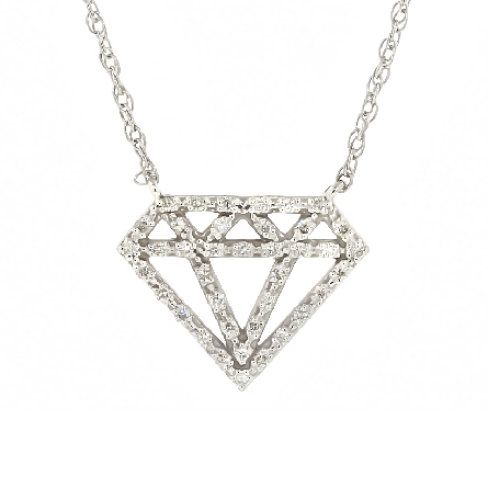 14K White Gold 18inch 14x18mm Diamond Necklace ...