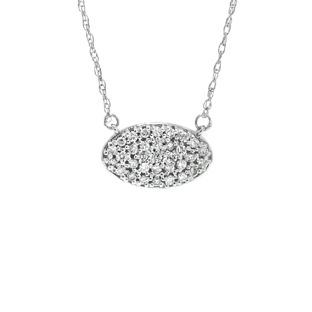 14K White Gold 18.5inch Pave Oval Disc Necklace...