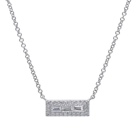 14K White Gold 15.5-17.5inch Rectangle Necklace...