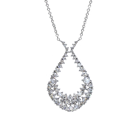14K White Gold 18inch Open Shape Necklace w/Dia...