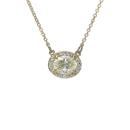 14K Yellow Gold 16inch East-West Halo Necklace ...