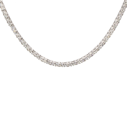 18K White Gold 16.5inch 4Prong Tennis Necklace ...