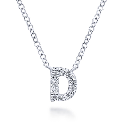 14K White Gold 15.5-17.5inch Initial D Necklace...