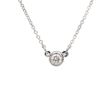 14K White Gold 18inch Solitaire Bezel Necklace ...